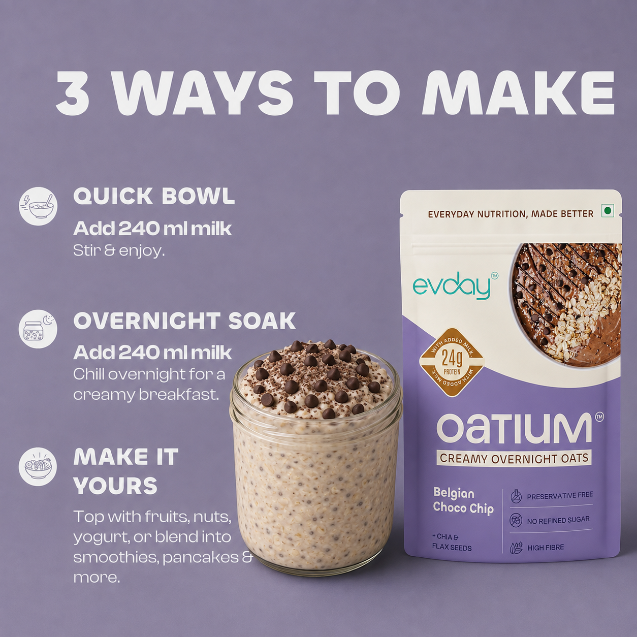 High Protein Overnight Oats Choco Lover Pack (Pack of 5) 375g