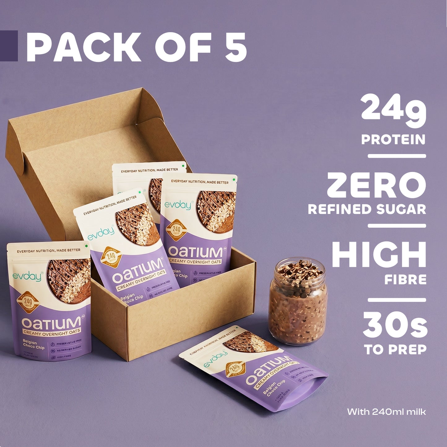 High Protein Overnight Oats Choco Lover Pack (Pack of 5) 375g